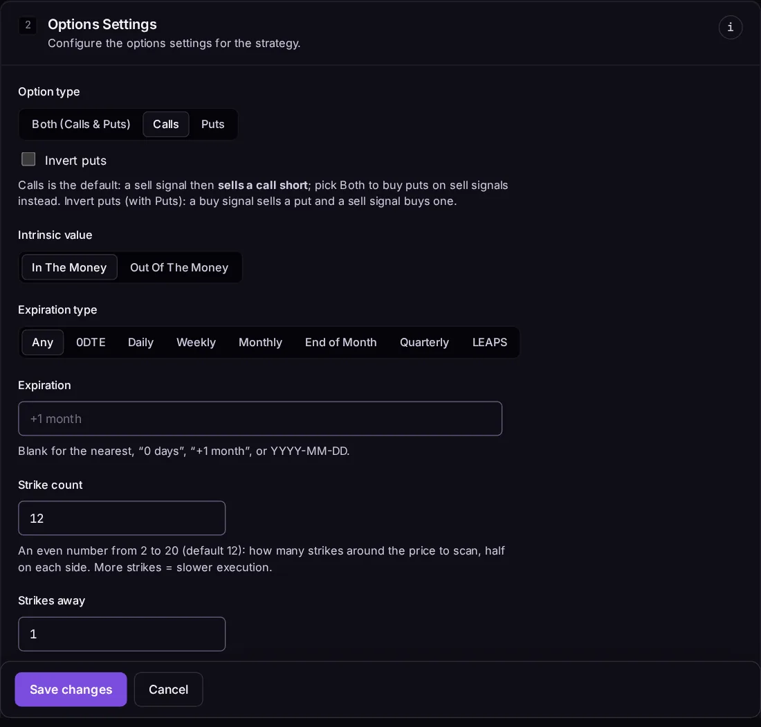 Options Settings section
